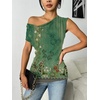 Zeagoo Tank Top for Women Trendy Going Out Tops Sleeveless Shirts Ruched Business Casual Basic Tunic Tops(Army Green Floral)