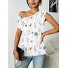 Zeagoo Tank Top for Women Trendy Going Out Tops Sleeveless Shirts Ruched Business Casual Basic Tunic Tops(White Pink Floral)