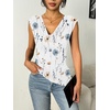 Zeagoo Tank Top for Women Trendy Going Out Tops Sleeveless Shirts Ruched Business Casual Basic Tunic Tops(White Pink Floral)