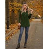 Zeagoo Women Blouses Long Sleeve Top Boho Henley Vneck Pleated Fall Tunic(Army Green)