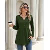 Zeagoo Women Blouses Long Sleeve Top Boho Henley Vneck Pleated Fall Tunic(Army Green)