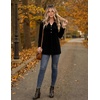 Zeagoo Women Blouses Long Sleeve Top Boho Henley Vneck Pleated Fall Tunic(Black)