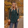Zeagoo Women Blouses Long Sleeve Top Boho Henley Vneck Pleated Fall Tunic(Flower Green)