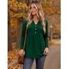 Zeagoo Women Blouses Long Sleeve Top Boho Henley Vneck Pleated Fall Tunic(Green)