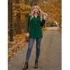 Zeagoo Women Blouses Long Sleeve Top Boho Henley Vneck Pleated Fall Tunic(Green)