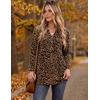 Zeagoo Women Blouses Long Sleeve Top Boho Henley Vneck Pleated Fall Tunic(Leopard Print)
