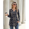 Zeagoo Women Blouses Long Sleeve Top Boho Henley Vneck Pleated Fall Tunic(Multicolor 1)