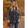 Zeagoo Women Blouses Long Sleeve Top Boho Henley Vneck Pleated Fall Tunic(Multicolor 1)