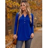 Zeagoo Women Blouses Long Sleeve Top Boho Henley Vneck Pleated Fall Tunic(Royal Blue)