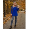 Zeagoo Women Blouses Long Sleeve Top Boho Henley Vneck Pleated Fall Tunic(Royal Blue)