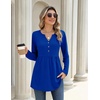 Zeagoo Women Blouses Long Sleeve Top Boho Henley Vneck Pleated Fall Tunic(Royal Blue)