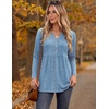 Zeagoo Women Blouses Long Sleeve Top Boho Henley Vneck Pleated Fall Tunic(Striped Blue)