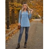 Zeagoo Women Blouses Long Sleeve Top Boho Henley Vneck Pleated Fall Tunic(Striped Blue)