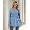Zeagoo Women Blouses Long Sleeve Top Boho Henley Vneck Pleated Fall Tunic(Striped Blue)