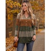 Zeagoo Women Blouses Long Sleeve Top Boho Henley Vneck Pleated Fall Tunic(Stripes 1)
