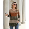 Zeagoo Women Blouses Long Sleeve Top Boho Henley Vneck Pleated Fall Tunic(Stripes 1)