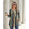 Zeagoo Women Blouses Long Sleeve Top Boho Henley Vneck Pleated Fall Tunic(Stripes 2)