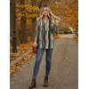 Zeagoo Women Blouses Long Sleeve Top Boho Henley Vneck Pleated Fall Tunic(Stripes 2)