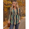 Zeagoo Women Blouses Long Sleeve Top Boho Henley Vneck Pleated Fall Tunic(Stripes 2)