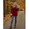 Zeagoo Women Blouses Long Sleeve Top Boho Henley Vneck Pleated Fall Tunic(Wine Red)