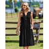 Zeagoo Women Summer Casual Dress 2026 Sleeveless Midi Tank Sundress with Pockets V Neck Buttons Pleated A Line Tshirt Dress(Black)