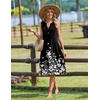 Zeagoo Women Summer Casual Dress 2026 Sleeveless Midi Tank Sundress with Pockets V Neck Buttons Pleated A Line Tshirt Dress(Black White Floral)