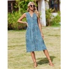 Zeagoo Women Summer Casual Dress 2026 Sleeveless Midi Tank Sundress with Pockets V Neck Buttons Pleated A Line Tshirt Dress(Blue Floral)