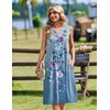 Zeagoo Women Summer Casual Dress 2026 Sleeveless Midi Tank Sundress with Pockets V Neck Buttons Pleated A Line Tshirt Dress(Blue Purple Floral)