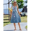 Zeagoo Women Summer Casual Dress 2026 Sleeveless Midi Tank Sundress with Pockets V Neck Buttons Pleated A Line Tshirt Dress(Blue Purple Floral)