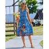 Zeagoo Women Summer Casual Dress 2026 Sleeveless Midi Tank Sundress with Pockets V Neck Buttons Pleated A Line Tshirt Dress(Blue Red Floral)