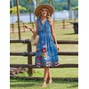 Zeagoo Women Summer Casual Dress 2026 Sleeveless Midi Tank Sundress with Pockets V Neck Buttons Pleated A Line Tshirt Dress(Blue Red Floral)
