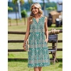 Zeagoo Women Summer Casual Dress 2026 Sleeveless Midi Tank Sundress with Pockets V Neck Buttons Pleated A Line Tshirt Dress(Bohemian Green)