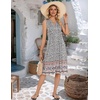 Zeagoo Women Summer Casual Dress 2026 Sleeveless Midi Tank Sundress with Pockets V Neck Buttons Pleated A Line Tshirt Dress(Bohemian Orange)