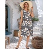Zeagoo Women Summer Casual Dress 2026 Sleeveless Midi Tank Sundress with Pockets V Neck Buttons Pleated A Line Tshirt Dress(Grey White Floral)