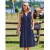 Zeagoo Women Summer Casual Dress 2026 Sleeveless Midi Tank Sundress with Pockets V Neck Buttons Pleated A Line Tshirt Dress(Navy Blue)