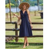 Zeagoo Women Summer Casual Dress 2026 Sleeveless Midi Tank Sundress with Pockets V Neck Buttons Pleated A Line Tshirt Dress(Navy Blue)
