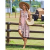 Zeagoo Women Summer Casual Dress 2026 Sleeveless Midi Tank Sundress with Pockets V Neck Buttons Pleated A Line Tshirt Dress(Pink Floral)