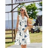 Zeagoo Women Summer Casual Dress 2026 Sleeveless Midi Tank Sundress with Pockets V Neck Buttons Pleated A Line Tshirt Dress(White Blue Floral)