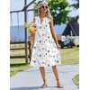 Zeagoo Women Summer Casual Dress 2026 Sleeveless Midi Tank Sundress with Pockets V Neck Buttons Pleated A Line Tshirt Dress(White Floral)