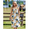 Zeagoo Women Summer Casual Dress 2026 Sleeveless Midi Tank Sundress with Pockets V Neck Buttons Pleated A Line Tshirt Dress(White Yellow Floral)