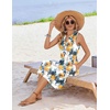 Zeagoo Women Summer Casual Dress 2026 Sleeveless Midi Tank Sundress with Pockets V Neck Buttons Pleated A Line Tshirt Dress(White Yellow Floral)