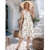 Zeagoo Women Summer Casual Dress 2026 Sleeveless Midi Tank Sundress with Pockets V Neck Buttons Pleated A Line Tshirt Dress(Yellow Orange Floral)