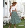 Zeagoo Women’s Midi Skirts High Waisted Pleated A-Line Swing Skirts Summer Long Skirts with Pockets(01-green Floral)