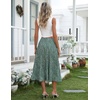Zeagoo Women’s Midi Skirts High Waisted Pleated A-Line Swing Skirts Summer Long Skirts with Pockets(01-green Floral)