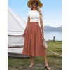 Zeagoo Women’s Midi Skirts High Waisted Pleated A-Line Swing Skirts Summer Long Skirts with Pockets(02-coffee)