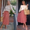 Zeagoo Women’s Midi Skirts High Waisted Pleated A-Line Swing Skirts Summer Long Skirts with Pockets(02-coffee)