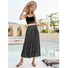 Zeagoo Women’s Midi Skirts High Waisted Pleated A-Line Swing Skirts Summer Long Skirts with Pockets(03-blcack Floral)
