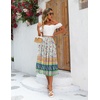Zeagoo Women’s Midi Skirts High Waisted Pleated A-Line Swing Skirts Summer Long Skirts with Pockets(Apricot-boho)