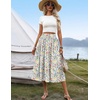 Zeagoo Women’s Midi Skirts High Waisted Pleated A-Line Swing Skirts Summer Long Skirts with Pockets(Beige Floral)