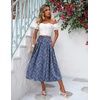 Zeagoo Women’s Midi Skirts High Waisted Pleated A-Line Swing Skirts Summer Long Skirts with Pockets(Blue Floral)